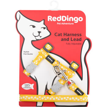 RD Yellow White Spot Cat Harness & Lead