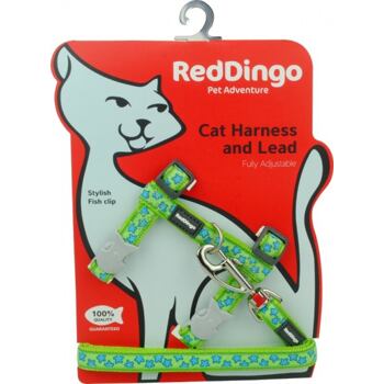 RD Lime Blue Star Cat Harness & Lead