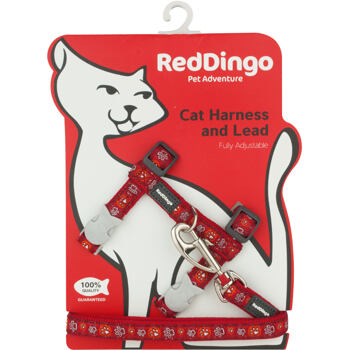 RD Paw Impressions Red Cat Harness & Lead