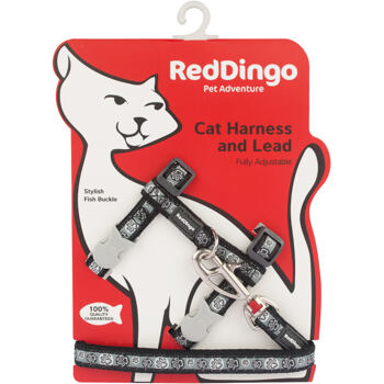 RD Paw Impressions Black Cat Harness & Lead