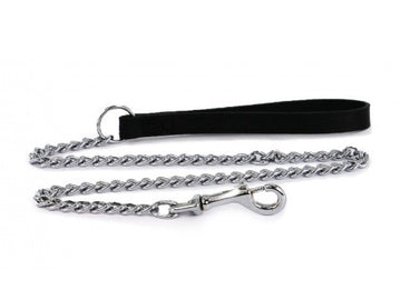 Ancol Heavy Chain Lead Black Leather 90cm