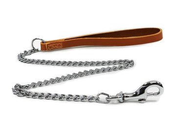 Ancol Medium Chain Lead Tan Leather 80cm