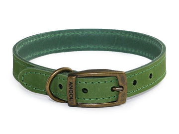 Ancol Timberwolf Leather Green Collar