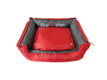 Paw Prints Red Waterproof Bed