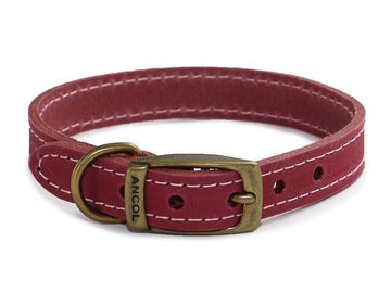 Ancol Timberwolf Leather Raspberry Collar
