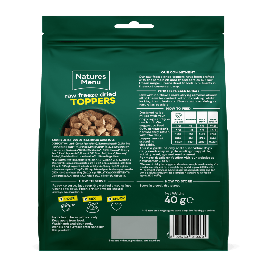 Natures Menu Raw Freeze Dried Lamb Topper